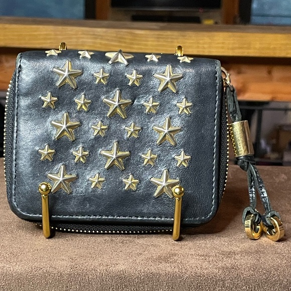 Jimmy Choo zipper compact wallet with star studs